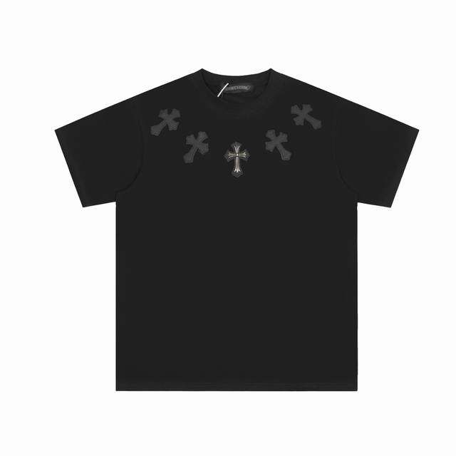 High version Chrome Hearts cross-leather embroidered short sleeves! The front an