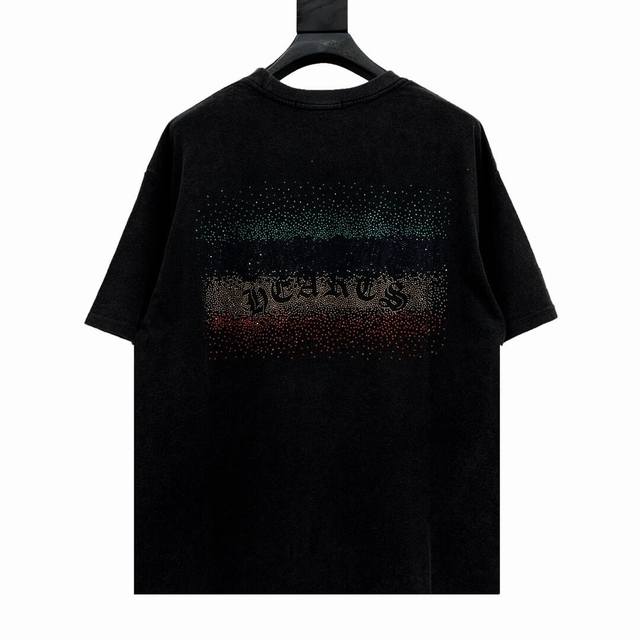 High version Chrome Hearts gradient hot diamond Sanskrit washed distressed short