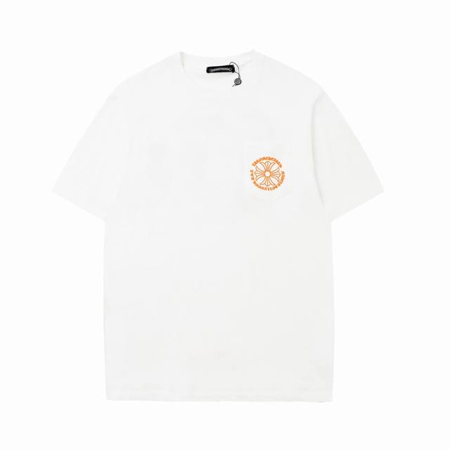 High version Chrome Hearts short sleeves with Sanskrit cross print! Chest pocket