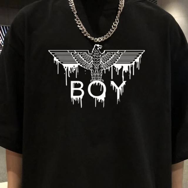 Boy Eagle Ink Printed Short Sleeves All-match T-shirt Short Sleeves Couple Style
