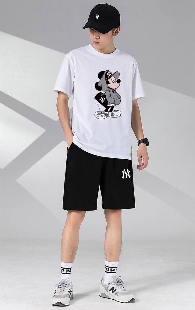 Mlb Casual couple short-sleeved shorts sports suit, easy for both men and women