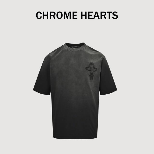 Chromehearts 25Ss cross patch embroidery washed ripped short-sleeved T-shirt Sho