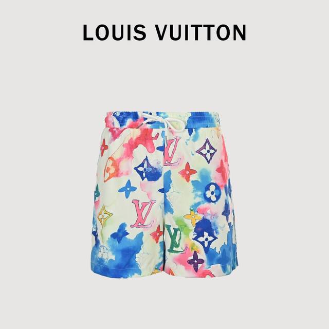 Louis Vuitton 25Ss full print old flower ink rendering beach shorts The fabric i