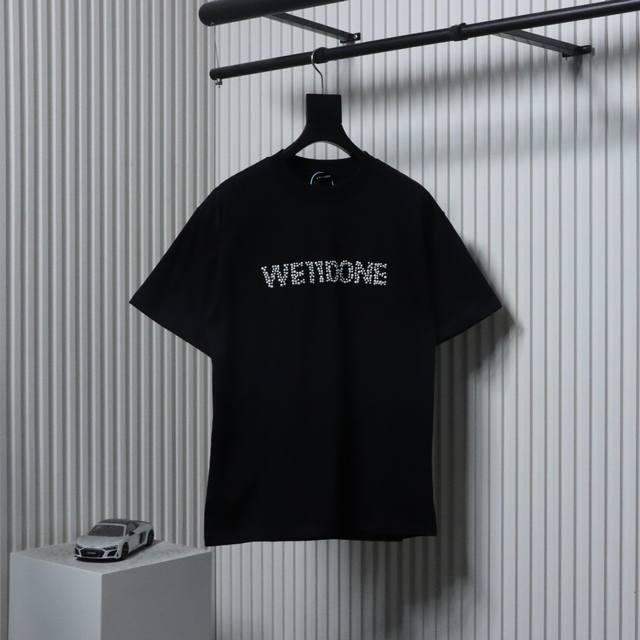 We11Done Gong Jun same style upper body logo hot diamond letter short sleeve T-s