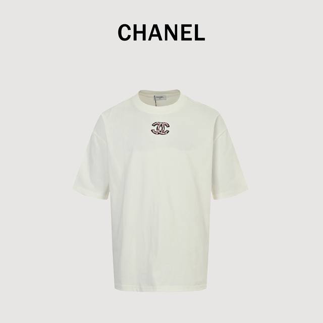 Chanel 25Ss snowflake embroidered short-sleeved T-shirt The fabric is made of cu