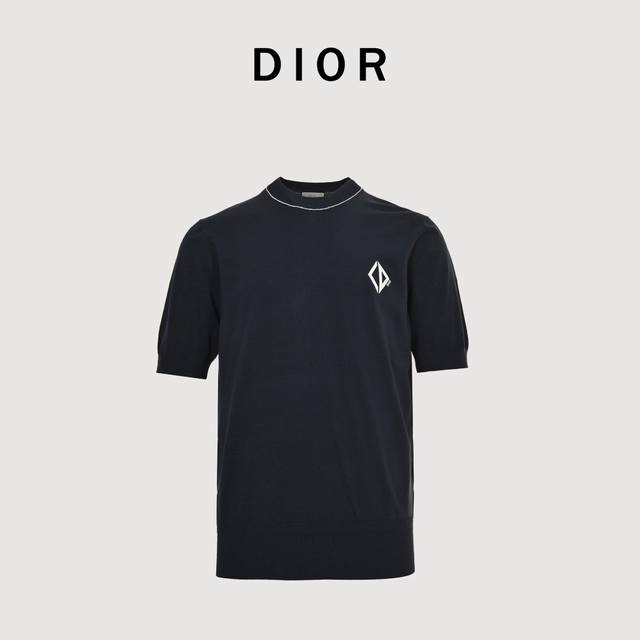 Dior Cd Diamond embroidered knitted short-sleeved T-shirt Custom-woven and dyed