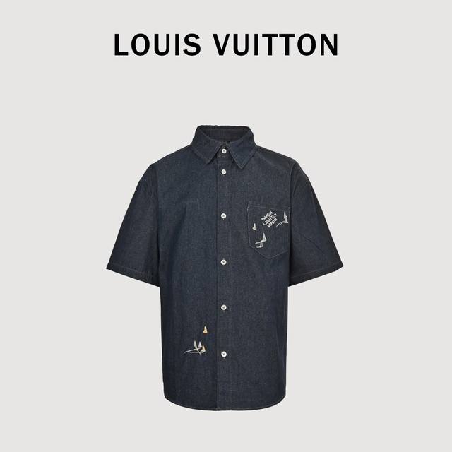 Louis Vuitton Lv sailboat suit short-sleeved shirt Made of G thin denim fabric,
