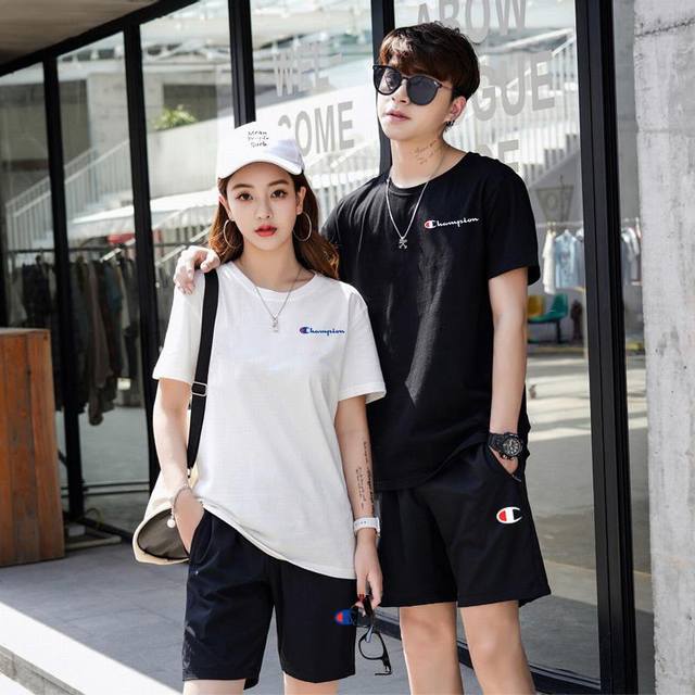 Champion classic short-sleeved shorts sports suit! Versatile and suitable for ev