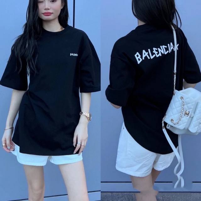 Balenciaga letter print short-sleeves Popular on Xiaohongshu, the same style as