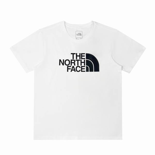 The North Face large logo printed black and white pure cotton short-sleeved bott