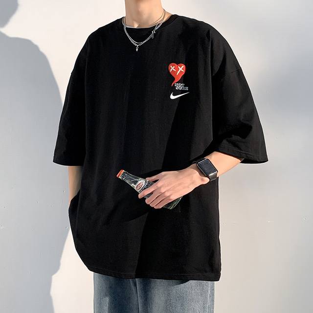 Nike Nike summer counter new product love graffiti pure cotton round neck short-