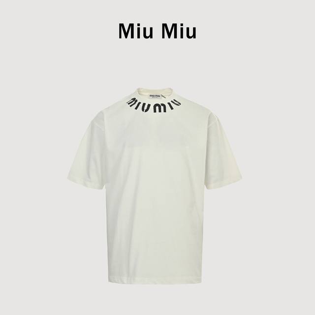Miu Miu 25Ss Neck Letter Print Short Sleeve T-shirt With its exquisite and simpl