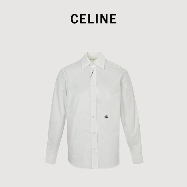 Celine Ce long-sleeved shirt with Arc de Triomphe logo embroidery on the hem The
