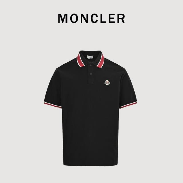 Moncler Mc Red Collar Short Sleeve Polo Shirt Made of original G custom-made piq