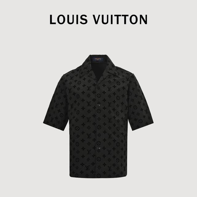 Louis Vuitton 25Ss full print monogram flocked short-sleeved shirt It uses high-