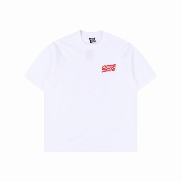 Stussy 24Ss soda can letter print short sleeves The fabric is made of 220g combe