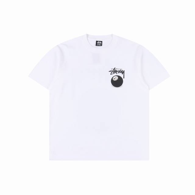 Stussy 23Ss small hook black billiard print short sleeves The fabric is made of