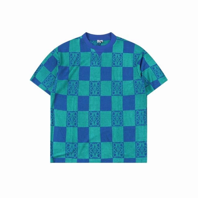 Loewe 25Ss Towel Checkerboard Contrast Color Totem Set Short Sleeve T-shirt The