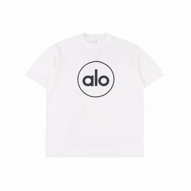 Alo letter logo printed short-sleeved T-shirt Loose and crisp version Unisex can