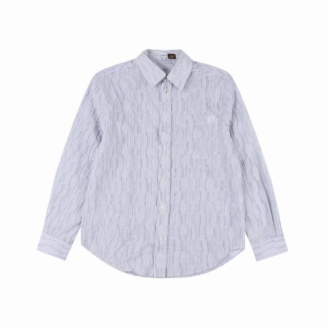 Loewe striped wave texture long-sleeved shirt The triple golden ratio cotton ble