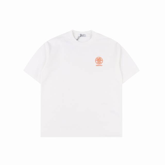 Hermes 24Ss small logo embroidered short-sleeved T-shirt The fabric is made of c