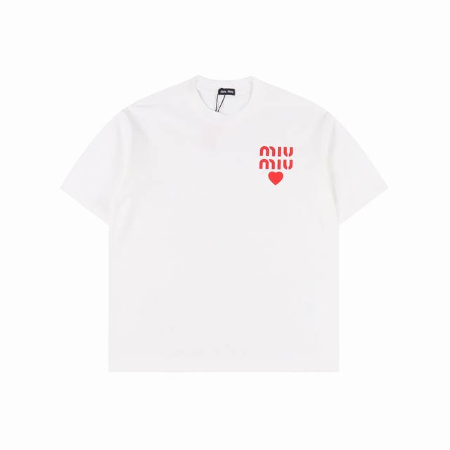 Miumiu 25Ss Heart Short Sleeve T-shirt The fabric is made of customized 240G 26-