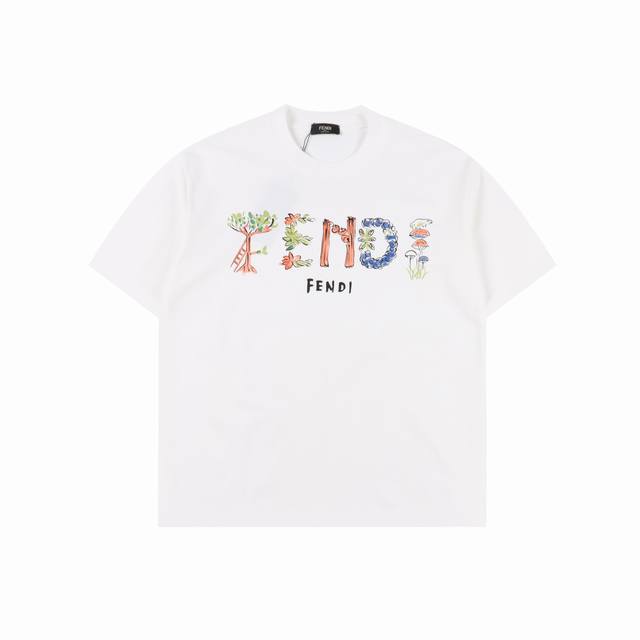 Fendi 25Ss floral short-sleeved T-shirt The fabric is made of customized 240G 26