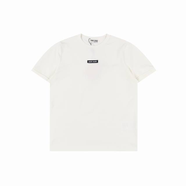 Miu Miu jacquard short sleeves with small logo The fabric is made of 100% double