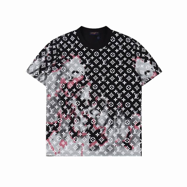 Louis Vuitton 25Ss Fire Cloud Monogram Full Print Short Sleeve Made of 32-count