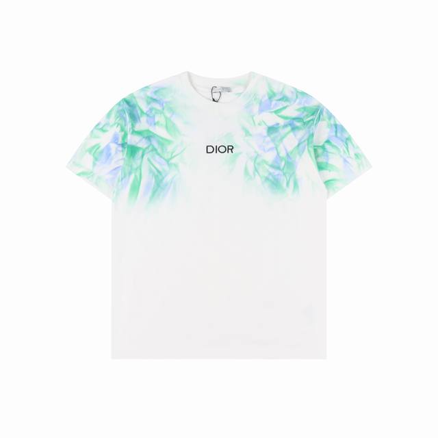 Dior hand-painted flame short-sleeved T-shirt is made of double-yarn pure cotton