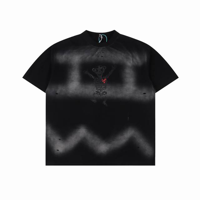 We11 Done summer new skull print washed gradient couple short-sleeved T-shirt He