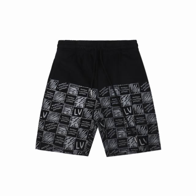 Louis Vuitton 25Ss full-print checkerboard logo digital direct-spray shorts are