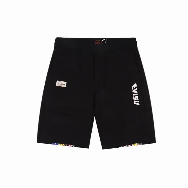 Evisu Fukushin Billion Fishing Prayer Print Shorts The large M print on the back