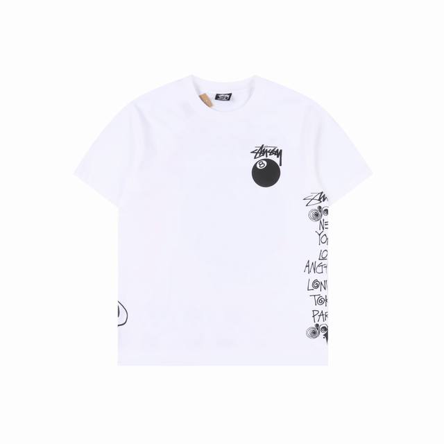 Stussy graffiti black eight billiards print short sleeves Size: S-Xl