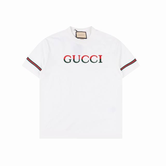 Gucci Red and green three-dimensional embroidered ribbon short sleeves Selected