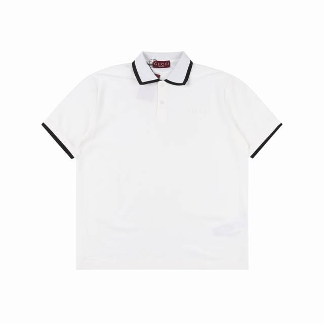 Gucci Guc contrasting color collar letter laser embroidery short-sleeved Polo sh