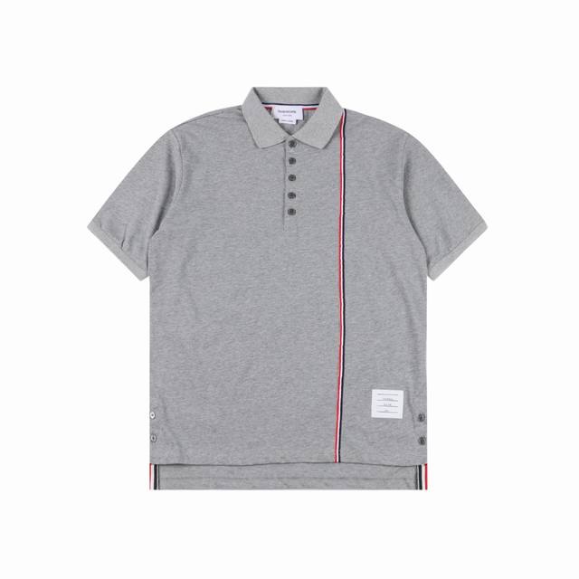 Thom Browne Tb side webbing cotton short-sleeved polo shirt Fabric selection 32-