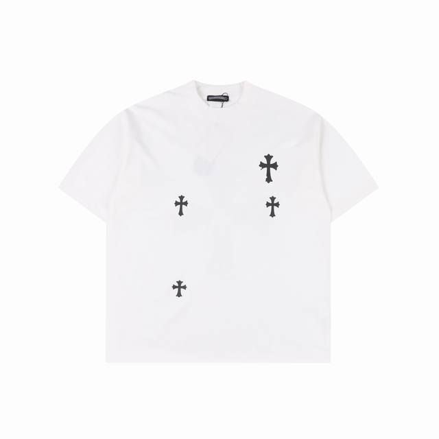 Chrome Hearts 25Ss leather label cross short-sleeved T-shirt Loose version cover