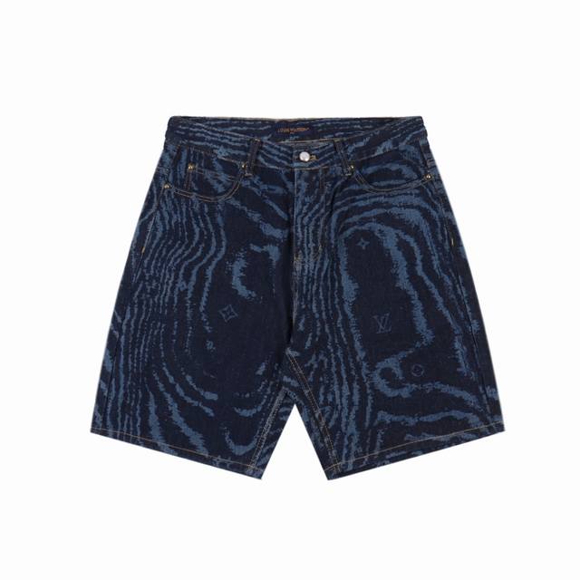Louis Vuitton Lv blue wave laser dark pattern denim shorts The original version