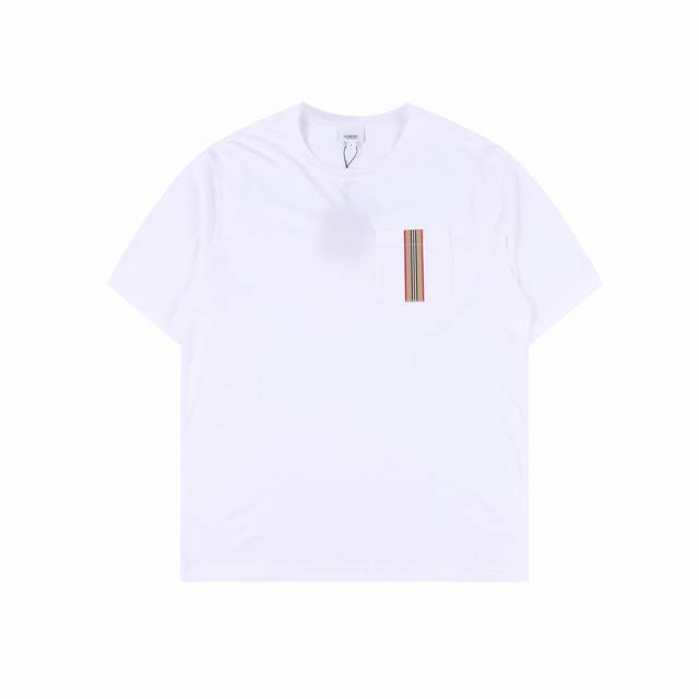 Burberry Webbing Pocket Mercerized Cotton Short Sleeve T-shirt Combining classic