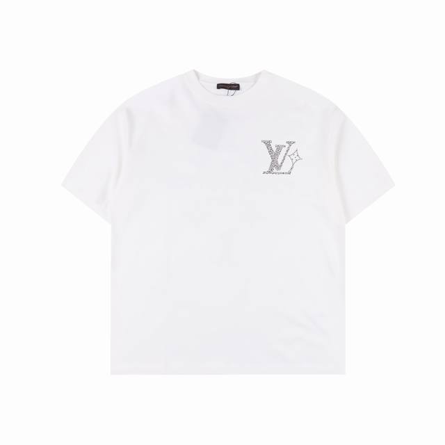 Louis Vuitton short sleeves with rhinestones on the back, new 2025Lv black and w