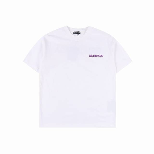 Balenciaga 25Ss front and back three-dimensional embroidered logo short-sleeved