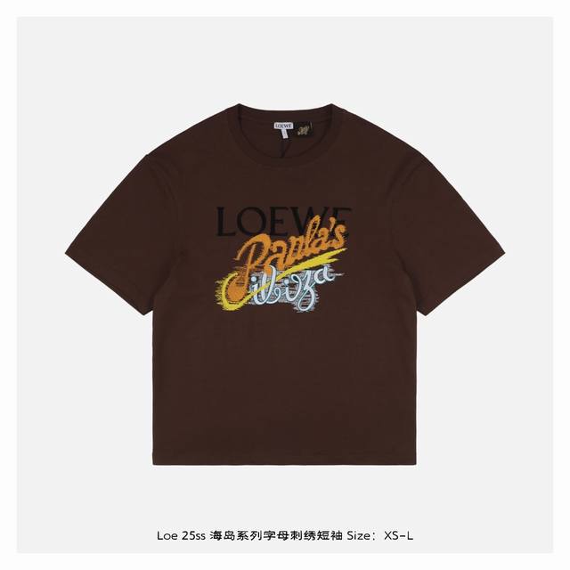Loewe 25Ss Island Series Letter Embroidery Short Sleeve Made of 15S fine cotton