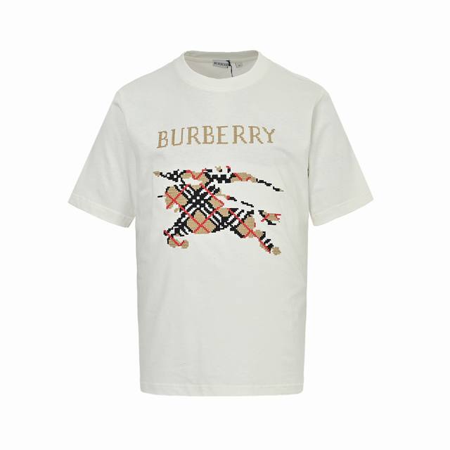 Burberry 25Ss cross-stitch embroidered warhorse short sleeves Made of 15S fine c