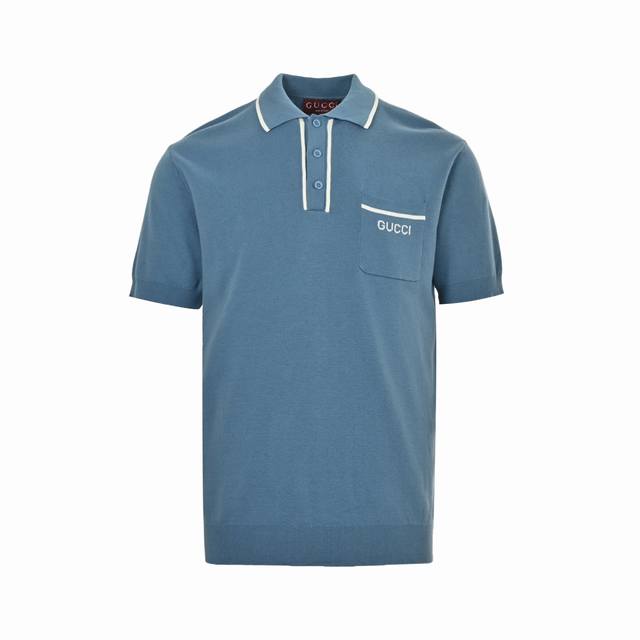 Gucci 25Ss Blue Pocket Jacquard Knit Polo Short Sleeves The Polo Shirt is crafte