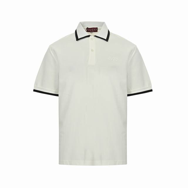 Gucci contrasting color collar letter laser embroidery Polo short sleeve The ori