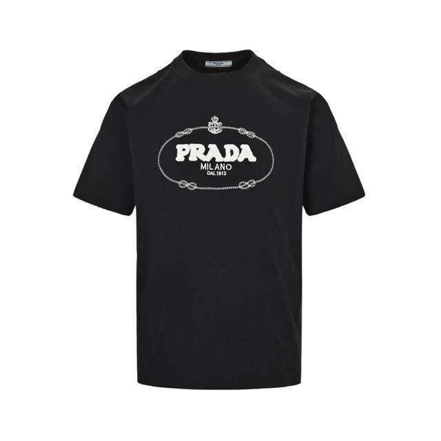 Prada 24Ss Towel Embroidery Letter Logo Short Sleeve Basic Style What we care mo
