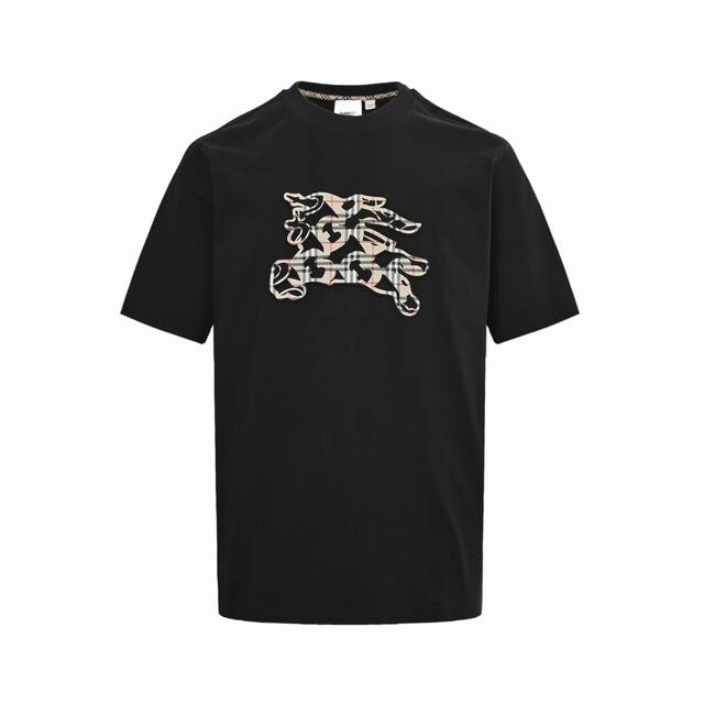 Burberry 25Ss plaid warhorse embossed short sleeves Heavy 280G customized 32-cou