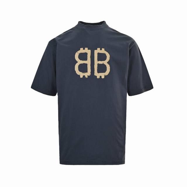Balenciaga 25Ss Double B Distressed Printed Short Sleeves Size: Xs-Xl Printing: