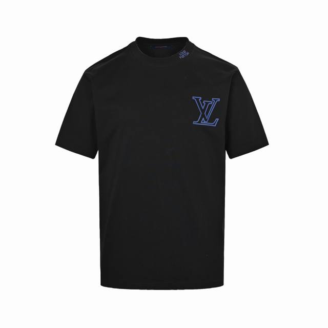 Louis Vuitton 25 blue letter logo printed short sleeves Custom made 300G double